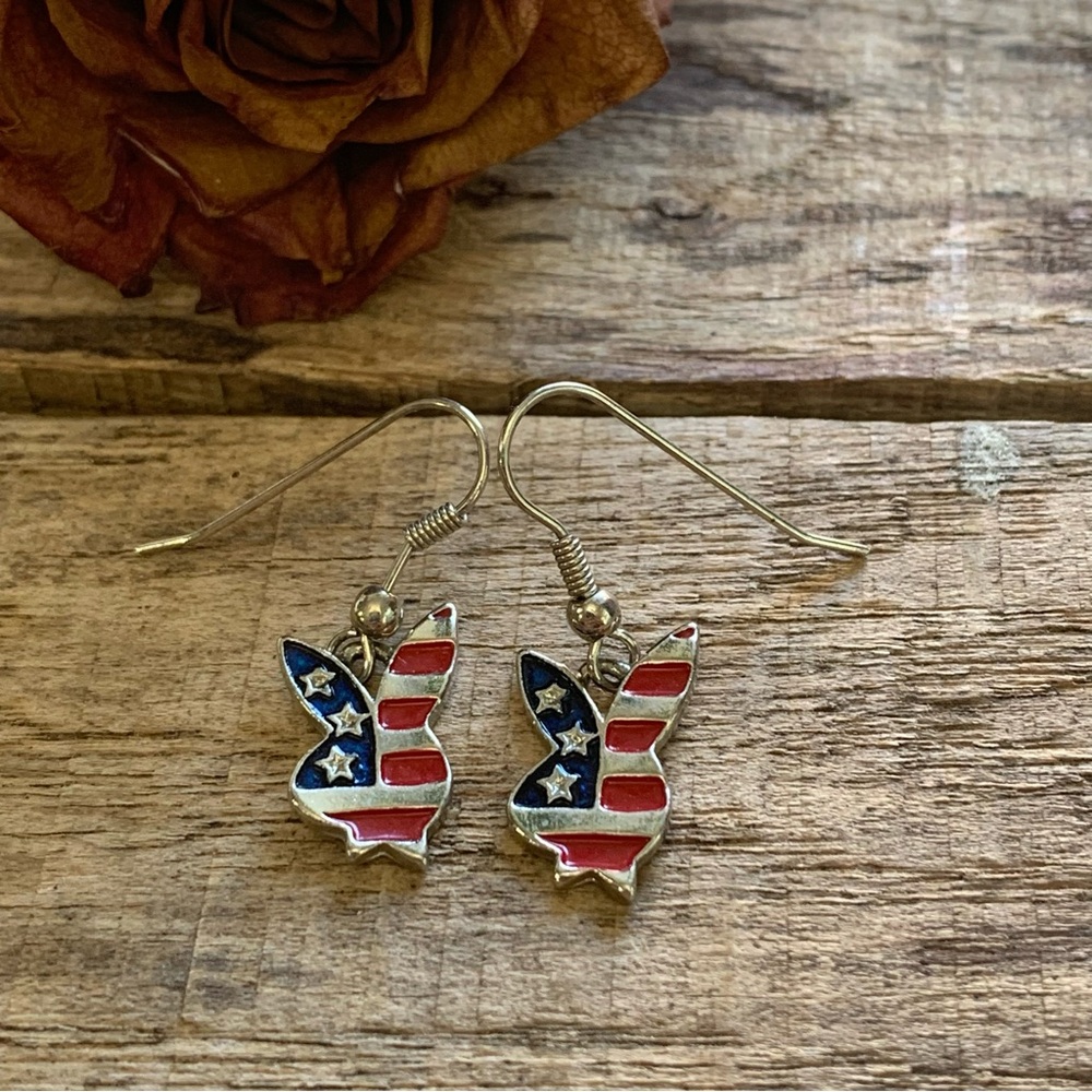 Playboy Bunny Earrings Patriotic